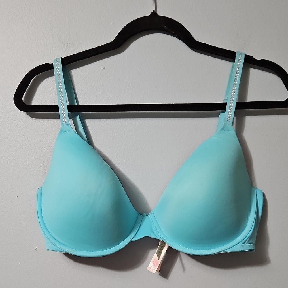 PINK Victoria's Secret Blue T-Shirt Bra with Underwire Size 36DD